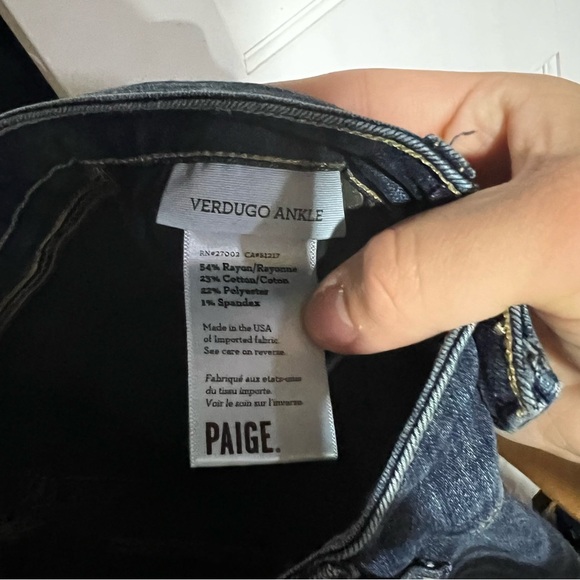 PAIGE Verdugo Ankle Jeans Size 24 Dark Wash Slim - Picture 8 of 9